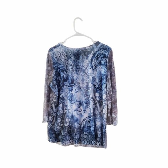 Christopher & Banks Woman's Lace Top Embellished Metallic - Picture 6 of 13